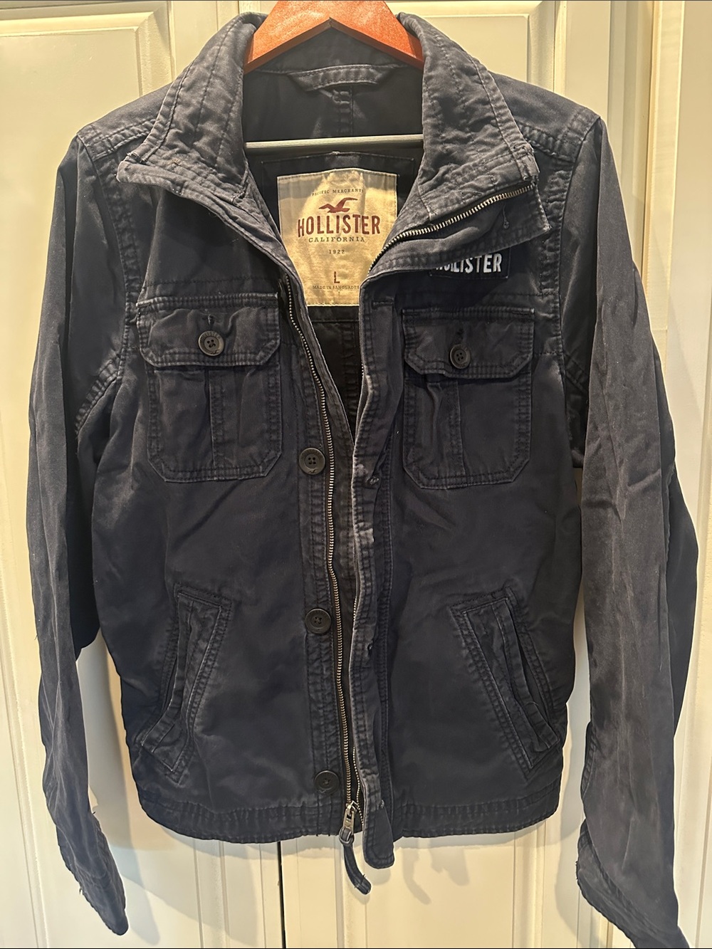 Hollister Men's Dark Navy Cotton Field Jacket